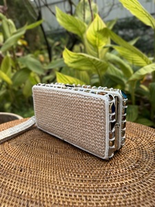 Jute Gem Frame <b>Clutch</b> Bag Handcrafted Natural Jute Evening Handbag with Gem Embellished Frame for Women Party Wear <b>Wedding</b> Gift - Product Image 3
