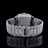 Montre de luxe automatique en moissanite VVS, sertie de diamants, avec lunette en rubis roses, cadran carré, chiffres romains, bijou hip-hop