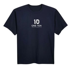 เสื้อยืดผู้ชายทรงหลวม สีกรมท่า ผ้าฝ้ายเนื้อนุ่ม คอกลม แขนสั้น เรียบง่าย สวมใส่สบายทุกวัน - Product Image 1