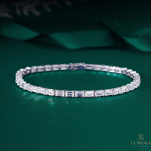 IGI Certified Lab Grown Diamond Tennis <b>Bracelet</b> High Quality White Gold Emerald Cut Rhodium Plated Luxury for Women - Product Image 1