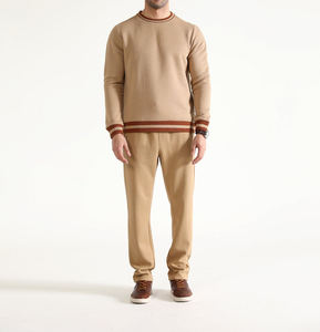 Sweat-shirts vierges à épaules tombantes en molleton épais 400 GSM, couleur beige unie, impression en relief, haute qualité, OEM ODM - Product Image 5