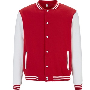 Plain Dyed Fleece Baseball Sporty <b>Jacket</b> Regular Fit Autumn Varsity <b>Jacket</b> Breathable Wholesale Letterman <b>Red</b> Color <b>Jackets</b> - Product Image 1