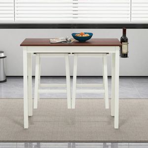 Juego de Mesa de Bar de Madera de 3 Piezas con 2 Porta Botellas, Elegante y con Estilo para el Hogar - Product Image 6