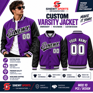 Custom Men's <b>Purple</b> <b>Varsity</b> <b>Jacket</b> With Name And Number Silk Screen Printed Front And Back Preppy Style Button Front Outerwear - Product Image 6