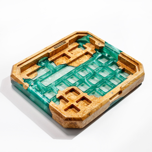 Portaplumas de resina epoxi con diseño de teclas de teclado, Portaplumas de resina con diseño de madera, Decoración artística de resina y madera, Regalo de aniversario, Portaplumas de resina verde, Regalo hecho a mano - Product Image 1