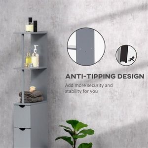 Mobiletto da Bagno in MDF Grigio Stile Rustico con Finitura Verniciata - Product Image 5