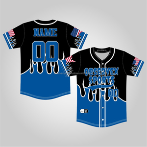 Maillots de baseball et de softball entièrement boutonnés avec logo personnalisé |   Maillots respirants à col en V à séchage rapide imprimés numériquement 100% polyester - Product Image 1