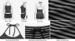 Ensemble débardeur et short respirant noir et gris uni pour femme, style Y2K, deux pièces, été, tenue décontractée, extensible et assortie - Product Image 6
