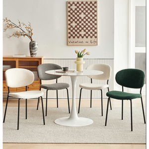 Ensemble de 4 chaises de salle à manger modernes du milieu du siècle, tissu bouclé gris avec dossier incurvé pour cuisine et salle à manger - Product Image 3