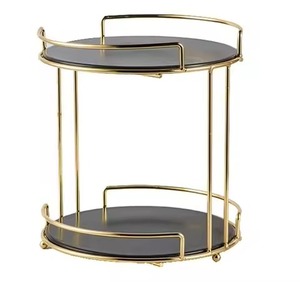 Support à gâteau en métal de luxe à 2 niveaux, présentoir à cupcakes, support de service pour desserts, décoration de table pour mariage et fête - Product Image 3