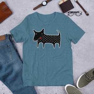 STRAIGHT CUT <b>T</b> <b>SHIRT</b> Black Dog Kawaii Folk Art Animal Graphic Tee Whimsical Housewarming <b>Funny</b> Dog Lover Gifts Birthday Cute - Product Image 5