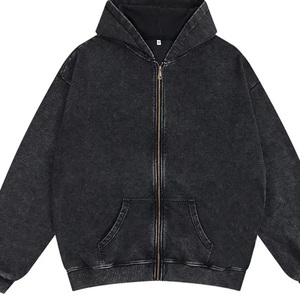 เสื้อฮู้ดดี้ผู้ชายคุณภาพสูง พิมพ์ลายพัฟฟ์ หนัก 420 GSM ผ้าเฟรนช์เทอร์รี่ ซักวินเทจ ซิปหน้า ทรงโอเวอร์ไซส์ สไตล์วิทยาลัย - Product Image 6