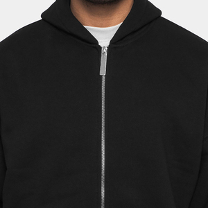 Sweat à capuche oversize pour homme, style streetwear intemporel, en molleton de coton doux, fermeture éclair intégrale, prix abordables. - Product Image 3