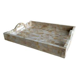 Bandeja de almacenamiento rectangular moderna de nácar real, calidad estándar a precio económico. - Product Image 1