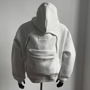 Sudadera con Capucha y Bolsillo Trasero para Hombre, Estilo Moderno, Corte Regular, Felpa de Algodón, Cierre de Cremallera, Diseño Minimalista en Color Sólido - Product Image 1