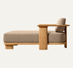 Chaises longues de plage et de piscine en bois massif écologiques Amangiri, ensemble de luxe pour villa avec coussins - Product Image 6