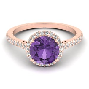 Bague REYES en argent sterling 925 avec améthyste taille ronde de 1,75 carat et moissanite certifiée GRA – Cadeau de mariage, bijoux raffinés - Product Image 5