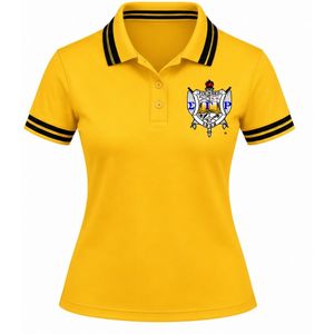 Polo brodé Sigma Gamma Rho jaune pour femme, à col et manches courtes, avec lettres grecques, pour sororité, décontracté, universitaire, sportif - Product Image 1
