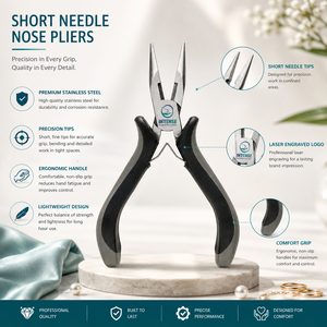 Pince à bec long professionnel en acier inoxydable, pince à bec fin de précision avec ressort et poignée ergonomique - Product Image 3