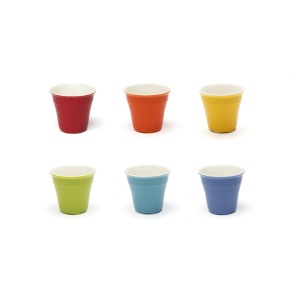 Set di 6 Tazze da Caffè in Ceramica Excelsa Multicolore 7,5 Cl in Porcellana con Vassoio - Product Image 1