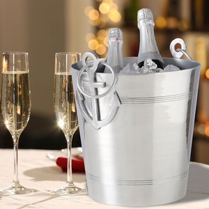 Seau à glace en aluminium, design minimaliste rond, résistant à la rouille, portable, étanche, pour les fêtes - Product Image 3