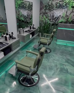 Green Modern Barber <b>Chair</b> Hydraulic Pump Salon Styling <b>Chair</b> Adjustable <b>Reclining</b> PU <b>Leather</b> Seat Base for Beauty Salon Hotel - Product Image 6