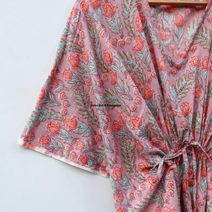 Kaftán de algodón estampado a mano al por mayor, kaftán de playa de algodón estampado, vestido de fiesta para mujer, vestido maxi de noche - Product Image 4