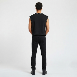 Camiseta sin mangas con estampado gráfico personalizado, 100% algodón jersey, estilo vintage moderno, para uso unisex en verano. - Product Image 6