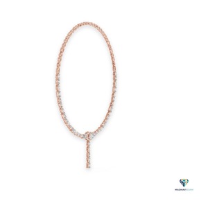 Collier en or rose 14,27 carats avec diamants de laboratoire de formes multiples ovales, pendentif goutte audacieux en or massif 14 carats - Product Image 2