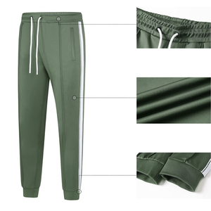 Survêtement vert pour homme, fermeture éclair intégrale, col montant, couleur unie, 100 % polyester, coupe classique, pour l'automne, avec poches latérales - Product Image 3