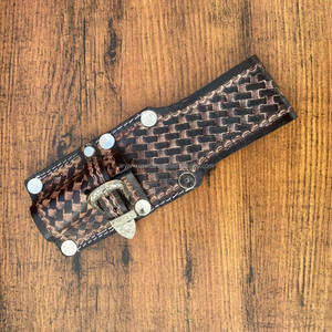 Funda de soporte de palo de caballo de cuero genuino mecanizado a mano de alta calidad con bucle de cinturón adjunto Organizadores de senderismo de cuero genuino - Product Image 3