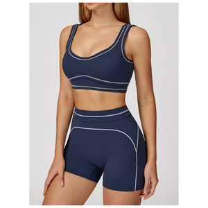 Ensemble de yoga pour femmes, ensemble de sport pour la course à pied avec doubles bretelles, vêtements de sport haut de gamme sans manches - Product Image 1