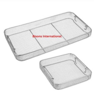 ตะกร้าใส่เครื่องมือผ่าตัดแบบตาข่ายสแตนเลสคุณภาพสูงสำหรับนึ่งฆ่าเชื้อแบบออโตเคลฟ พร้อมหูจับเอียง จำนวน 2 ชิ้น ได้รับมาตรฐาน CE ขายส่ง - Product Image 3