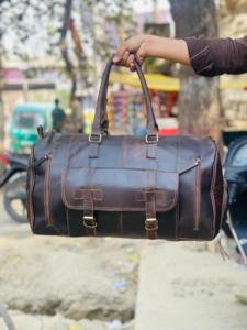 Full Grain <b>Leather</b> Weekender <b>Duffle</b> <b>Bag</b> Custom Size Multi-Functional Large Capacity Eco-Friendly Portable Travel Sports Outdoor - Product Image 5
