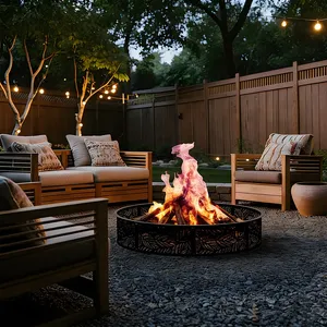 Modern Handmade Metal <b>Fire</b> Bowl For Contemporary Garden Furniture Outdoor Heating And Backyard Bonfire GatheringsUrban Design - Product Image 2