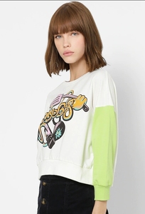 Sweat-shirt femme color block col rond manches longues imprimé lettres décontracté pour l'automne 100% coton tricoté respirant - Product Image 4