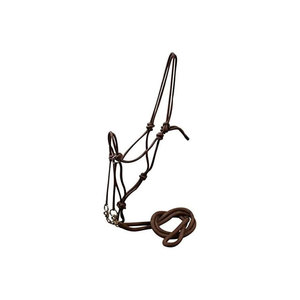 Bridon pour cheval en cuir, maille, nylon et spandex, de haute qualité, personnalisable, avec longe, marron, équipement équestre - Product Image 1