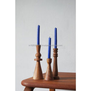 Bougeoir en bois au fini rustique pour les idées de décoration de cuisine de ferme et la configuration de l'éclairage chaleureux et confortable de la maison - Product Image 2