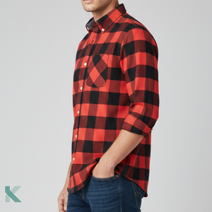 Chemise décontractée à carreaux pour homme en flanelle 100% coton, tissée, teinte en fil, super douce et de haute qualité, pour l'hiver - Product Image 2
