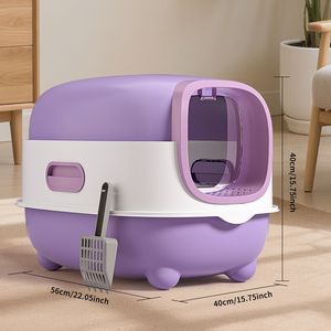 Lettiera Intelligente Classica Grande per Gatti, Design Viola Pratico con Elevato Rapporto Qualità-Prezzo, in Bentonite e Materiale PC - Product Image 1