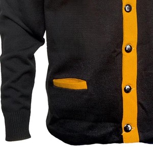 Suéter Cárdigan Negro Personalizado AKA Fraternity Alpha para Mujer, Cuello en V, Tejido Acrílico, Chenilla, Logotipo Frontal Sólido, Invierno - Product Image 3