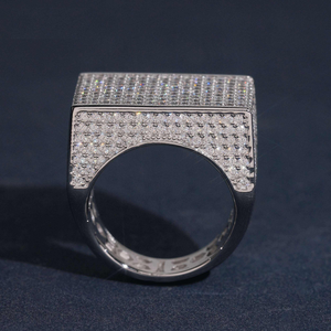 Moissanite Diamond <b>Ring</b> 925 <b>Silver</b> Iced Square Block Design Luxury <b>Statement</b> <b>Ring</b> for Men Women Hip Hop Jewelry Gift - Product Image 3