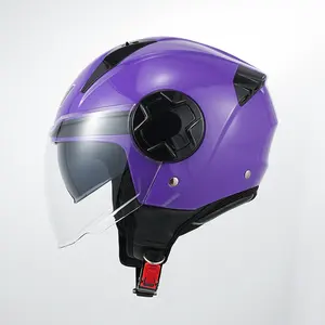 Open face ABS shell motorcycle helmet with double visor