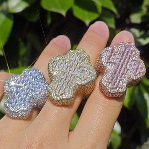 Cross Shape <b>Cocktail</b> <b>Ring</b> Mens 24K <b>Gold</b> Plated Cubic Zirconia Pave Setting Hiphop Party Jewelry Alloy Fashion <b>Ring</b> for Sale - Product Image 5