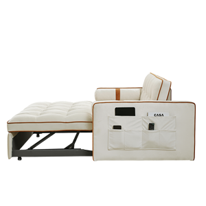 Divano Letto Estraibile Moderno da 55,5 Pollici, Divanetto a 2 Posti con Tasche Laterali e Schienale Regolabile con Cuscini Lombari - Product Image 3