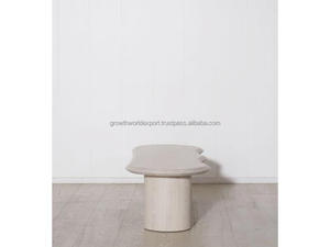 Handmade <b>Wooden</b> Center Table with Round Base Contemporary Furniture Scandinavian Style <b>Solid</b> Wood Side Table Irregular Shape - Product Image 6