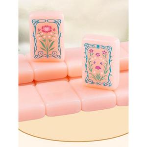 Tuiles de mahjong en acrylique rose, 160 pièces, ensemble personnalisé à une seule couche, gravé, pour enfants - Product Image 2
