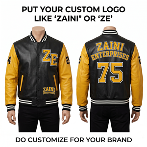 เสื้อแจ็คเก็ตวาร์ซิตี้ ZAINI 400 GSM ผ้าขนสัตว์ ยูนิเซ็กซ์ กันลม สีเทา/ดำ แขนเสื้อตัดสี ปักลายเชนิลล์ ปักโลโก้ตามสั่ง ด้านหน้าและด้านหลัง - Product Image 1