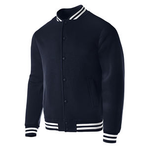Reasonable Price Men Varsity Jacket Regular Fit Stand Collar Button Closure Casual Style Autumn Wear New Arrival 100% Wool - Product Image 2