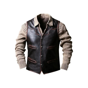 Chaleco de Cuero para Hombre, Chaqueta sin Mangas, Estilo Motero, Prenda Exterior Informal, Tejido de Cuero Premium, Diseño Moderno - Product Image 2